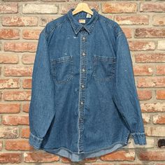 "Levi's painted denim longsleeve shirt Size L. See pics for details Pit to pit 26\" Sleeve 24\" Length collar to bottom 28.5\" Length top to bottom 31\" ALL SALES FINAL Tags:  Levi's denim jeans long sleeve red tab painted" Medium Wash Long Sleeve Denim Jacket, Dark Wash Long Sleeve Denim Jacket, Long Sleeve Dark Wash Washed Denim Top, Long Sleeve Washed Dark Denim Top, Long Sleeve Dark Wash Denim Top, Medium Wash Long Sleeve Denim Top, Long Sleeve Medium Wash Denim Top For Streetwear, Long Sleeve Medium Wash Denim Top, Medium Wash Relaxed Fit Long Sleeve Denim Top