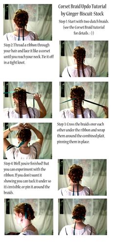 Corset Braid Updo Hair Tutorial Historical Braided Hairstyles, Historical Updo, Historical Hairstyles Tutorials, Vintage Wedding Hair Updo, Corset Hair, Braid Updo Tutorial, Dutch Braid Updo, Historical Hairstyles, Braid Updo