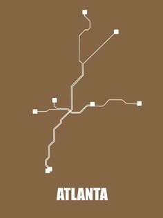 the atlanta subway map in brown and white on a brown background poster wall art print