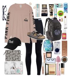 "School" by a-m-l-d ❤ liked on Polyvore featuring NIKE, Victoria's Secret, Victoria's Secret PINK, Birkenstock, Chapstick, Patagonia, Vera Bradley, Forever 21, Lilly Pulitzer and Kendra Scott Middle School Supplies, School Survival Kits, Middle School Outfits, Fashionable Kids, Cute Outfits With Leggings, 2nd Year, Teenage Fashion, Cute Outfits For School