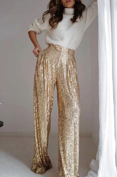 Gold sequin pants, gold sparkle pants, christmas dress pants, gold pants, gold gameday pants Elegant Sequin Pants, Luxury Designer Pants For Festive Occasions, Luxury Elegant Wide Leg Pants For Parties, Luxury Party Wide Leg Pants For Women, Luxury Elastane Wide Leg Party Pants, Luxury Wide Leg Pants For Party Season, Luxury Wide Leg Bottoms For Party Season, Luxury Festive Pants For Night Out, Luxury Glamorous Wide Leg Pants For Party