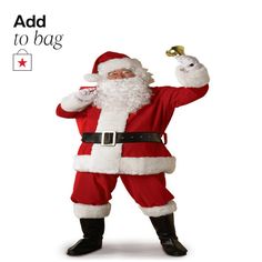 a man dressed as santa clause holding a bell