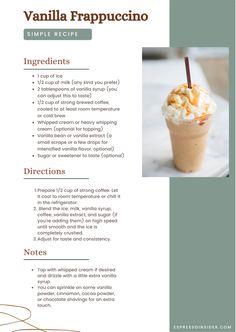 the recipe for vanilla frappuccino ice cream