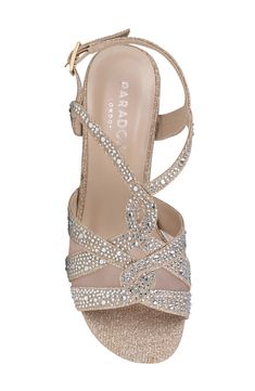 Add extra glamour to your next special occasion with this block-heel sandal featuring sparkling straps and peekaboo mesh insets. 2" heel Synthetic upper, lining and sole Imported Comfortable Mother Of The Bride Shoes, Silver Block Heel Sandals, Shoes With Shorts, Mother Of The Bride Shoes, Silver Block Heels, Sparkle Sandals, Low Heel Flats, Bridal Sandals, Bridal Heels