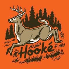 an image of a deer leaping in the air with trees and grass behind it that says, i'm hoke