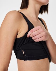 A 2-in-1 tank for low-impact workouts. Featuring a built-in shelf bra with dig-free edges and an interior adjustable band for a custom fit. In our buttery-soft and stretchy fabric for all-over smoothing. | Spanx Women's SPANXsmooth Soft and Smooth Shelf Tank Top Low Impact Workout, Shelf Bra, Fit In, Stretchy Fabric, Custom Fit, Built In, Tank Top, Tank Tops, Bra