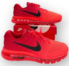 Nike  Air Max 2017  Rare Crimson Red Colorway Reflective Shoes  849559-602 ++Mens Size 8.5++ New and Unworn  Fast Shipping Nike Air Max 2017, Nike Air Max 90s, Reflective Shoes, Air Max 90s, Yellow Sneakers, Nike Nfl, Crimson Red, Nfl Football, Red Hot