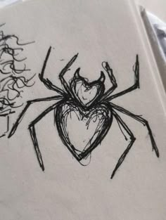 a drawing of a spider with a heart on it's back