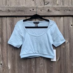 Streetwear Society Size Small Light Blue Ribbed Short Sleeve Banded Crop Top 95% Cotton, 5% Spandex Retail: $11.99 New With Original Tags Hooded Crop Top, Black Cropped Tank, Black Crop Top Tank, Wear Crop Top, Fairytale Art, Halter Crop Top, Crop Top Sweater, Short Sleeve Cropped Top, Knit Crop Top