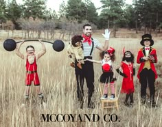 three children dressed up in costumes posing for a photo with the caption mccy and co