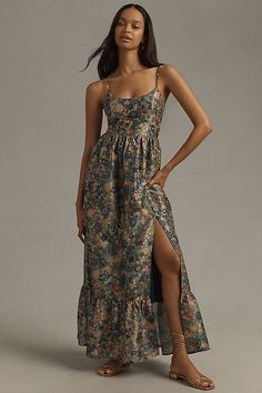 Polyester, metallic, elastane Back zip Dry clean Imported | Carmichael Maxi Dress by Hutch in Blue, Women's, Size: Medium, Polyester/Elastane/Metal at Anthropologie Elegant Formal Gowns, Floral Evening Dresses, Fancy Fits, Designer Maxi Dress, Dresses Formal Elegant, Exclusive Dress, Ballet Dress, Engagement Outfits, Summer Outfit Inspiration