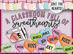 a classroom full of sweethearts valentine's day card with hearts and bunting