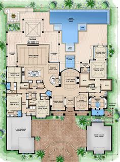 the floor plan for this luxury home is very large and has an indoor swimming pool