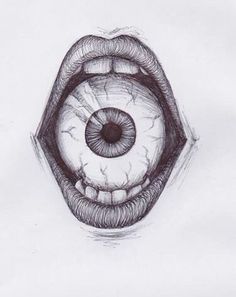 a pencil drawing of an eye with the iris in it's center and part of its body visible