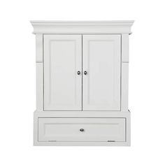 a white cabinet with two drawers on top