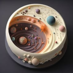 an image of a cake with planets on it