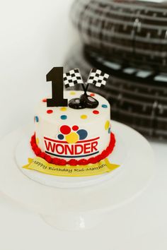 a birthday cake with the number one on it