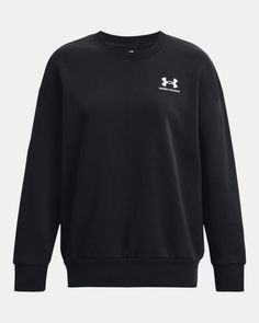 Women's UA Icon Fleece Oversized Crew Under Armour Outfits, Shirts For Leggings, Cute Outfits For School, Crop Top And Shorts, Heather White, Under Armour Women, Athletic Pants, Workout Wear, Shirt Shop