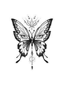 a black and white drawing of a butterfly