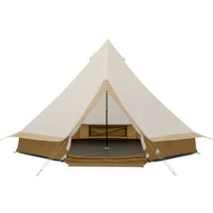 a large tent with the door open and two poles sticking out from it's side