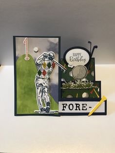 a birthday card featuring a golf player