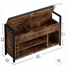 an image of a wooden storage unit with measurements