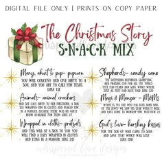 the christmas story s -nacck mix is shown in this printable file with instructions for