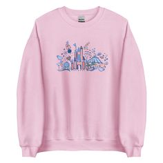 This Walt Disney World design features Magic Kingdom, complete with Cinderella's Castle, pumpkin carriage, Pirate boat, teacups, space mountain, dole whip, and more. Grab this Disney Parks design for your next Disney Vacation Disney Park: Magic Kingdom A sturdy and warm sweatshirt bound to keep you warm in the colder months. A pre-shrunk, classic fit sweater that's made with air-jet spun yarn for a soft feel and reduced pilling. • 50% cotton, 50% polyester • Pre-shrunk • Classic fit • 1x1 athlet Rundisney Princess, Disneyland Sweatshirt, Disney Princess Half Marathon, Disney Family Vacation Shirts, Disney Princess Moana, Disney Challenge, Princess Half Marathon, Princess Beauty, Disney Princess Jasmine