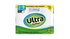 a roll of ultra toilet paper on a white background