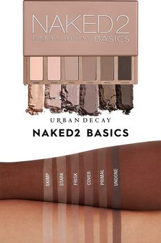 Urban Decay Naked2 Basics Eyeshadow Palette, 6 Taupe & Brown Matte Neutral Shades - Ultra-Blendable, Rich Colors with Velvety Texture - Makeup Set Includes Mirror & Full-Size Pans - Great for Travel Texture Makeup, Olive Complexion