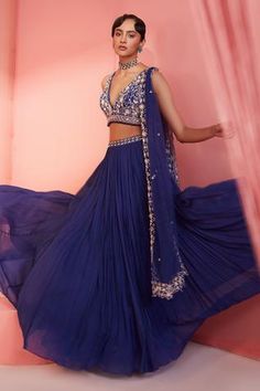 Pleated Lehenga, Wedding Clothes, Embroidered Neckline