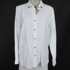 Christopher Banks Womens Blouse Large White Rayon Button Front Shirt Top Career #ChristopherBanks #Blouse #Career Button Front Shirt, Large White, Shirt Top, Banks, Chef's Jackets, Top Shirt