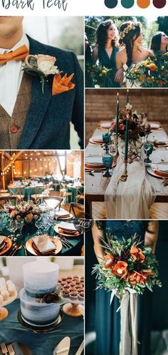 a collage of different wedding colors and details