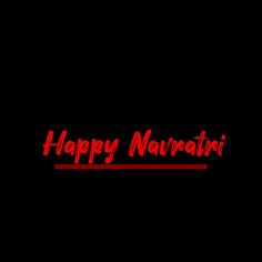 the words happy navratiri written in red ink on a black background,