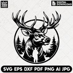 Deer Drawings, Hunting Clipart, Hunter Svg, Deer Drawing, Hunting Svg, Reindeer Svg, Deer Hunting Shirts, Deer Hunter, Back Tattoos For Guys