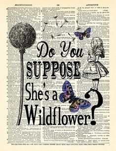 a book page with the words do you suppose she's a wildflower?