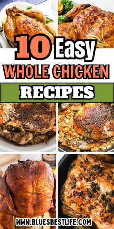 A collection of whole chicken recipes for dinner. Oven Baked Whole Chicken, Whole Baked Chicken, Whole Chicken Recipes, Recipe Roundup, Whole Chicken, Meal Prep For The Week, Chicken Dinner Recipes, Healthy Meal Prep, Oven Baked