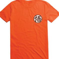 an orange t - shirt with the word's symbol in black and white on it