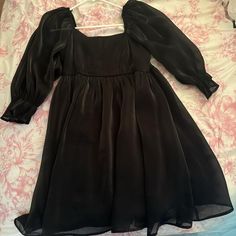 Black dress, Medium, Worn once, Puff sleeves, Babydoll Long Sleeve Babydoll Dress, Show Outfits, Altar'd State, Babydoll Dress, Puff Sleeves, Puff Sleeve, Baby Dolls, Black Dress, Women's Dress