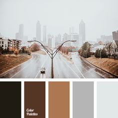 the color scheme is brown, gray, and white with an urban scene in the background