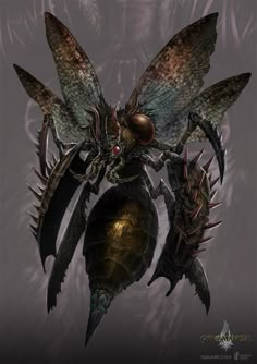 a creature with large wings and spikes on it's back