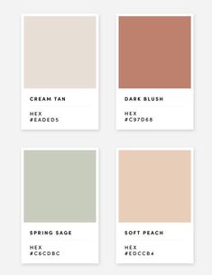 four different shades of beige, brown, and green with text that says cream tan, dark