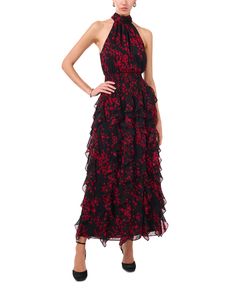 out of stock Maternity Sleepwear, Black Floral Maxi Dress, Women Halter, Rust Dress, Chiffon Maxi, Halter Style, Halter Maxi Dresses, Beauty Awards, Ruffled Maxi Dress