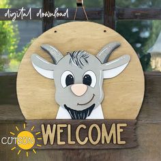 Introducing our Goat door hanger SVG - an interchangeable round sign that can be used with or without the seasonal add-ons! Please check the preview images of this welcome sign svg and contact me if you need more information.*** THIS LISTING IS FOR THE BASE FILE ONLY (THE SIGN AND THE GOAT). SEASONAL AND OTHER ADD-ONS ARE SOLD SEPARATELY***The base file comes as you see it on the first preview image - with the backer (a round with a plate at the bottom and the word Welcome - you can change the word with your own text if you prefer). You can check this VIDEO for some details regarding the assembling of the base file.The goat consists of two layers - the back piece contains the slot for the add-ons and the head is the second layer. Click HERE to get the add-ons. This interchangeable sign doe Interchangeable Welcome Sign, Goat Svg, Interchangeable Sign, Welcome Sign Svg, Door Hanger Svg, Round Door Hanger, Farmhouse Svg, Round Door, Winter Love