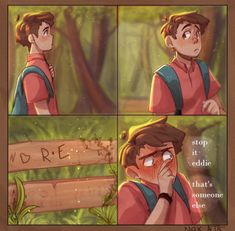 an image of a boy in the woods talking on his cell phone