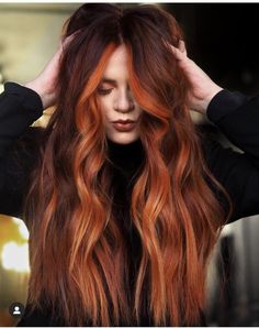 Cheveux Oranges, Hairstyle Braids, Ginger Hair Color, Copper Hair Color, Long Red Hair, Ombré Hair, Women's Hairstyles, Auburn Hair