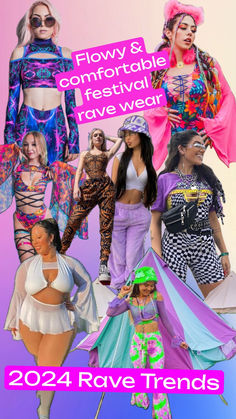 2024 festival season is fast approaching, click on my blog post to see what top trends will be for outfit, accessories, and more #raveaesthetic Rainbow Rave Outfit, Diy Festival Outfit, Diy Rave Outfits, Rave Outfits Diy, Unique Rave Outfits, Rave Outfits Plus Size, Edm Rave Outfits, Trend Prediction, Edm Outfit