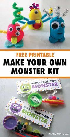 the printable make your own monster kit for kids