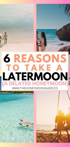 collage of 4 images of couples on beach, snorkelling with overlay text that reads "Reasons To Take A Latermoon (a Delayed Honeymoon)" Australian Honeymoon, Honeymoon Fund Wording, Honeymoon Budget, Dream Honeymoon Destinations, Honeymoon Packing List, Honeymoon Packing, Honeymoon On A Budget, Honeymoon Tips, How To Work Out