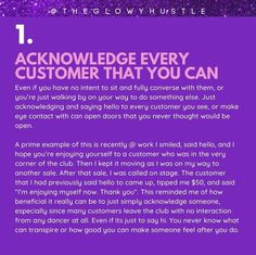 a purple background with the words, acknowled every customer that you can